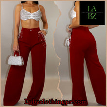 Cargar imagen en el visor de la galería, Burgundy Dress Pant with Stones