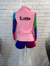 Cargar imagen en el visor de la galería, Pink Rainbow Labby Women's UPF 50 Hoodie Shirt